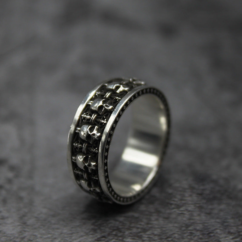 Wholesale S925 silver vintage skull ring